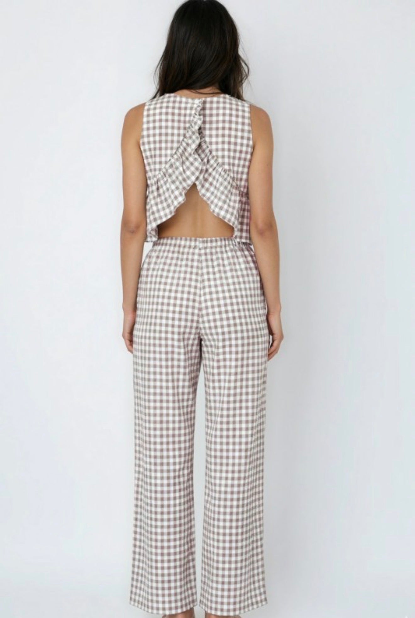 Gingham ruffle Two piece set