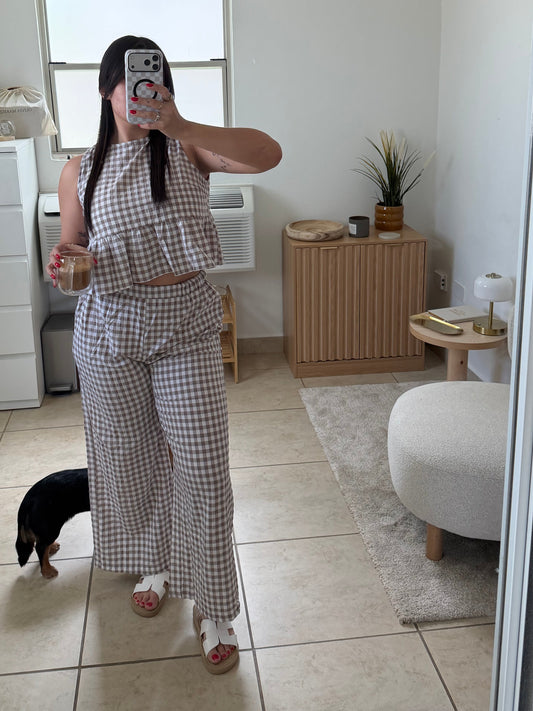Gingham ruffle Two piece set