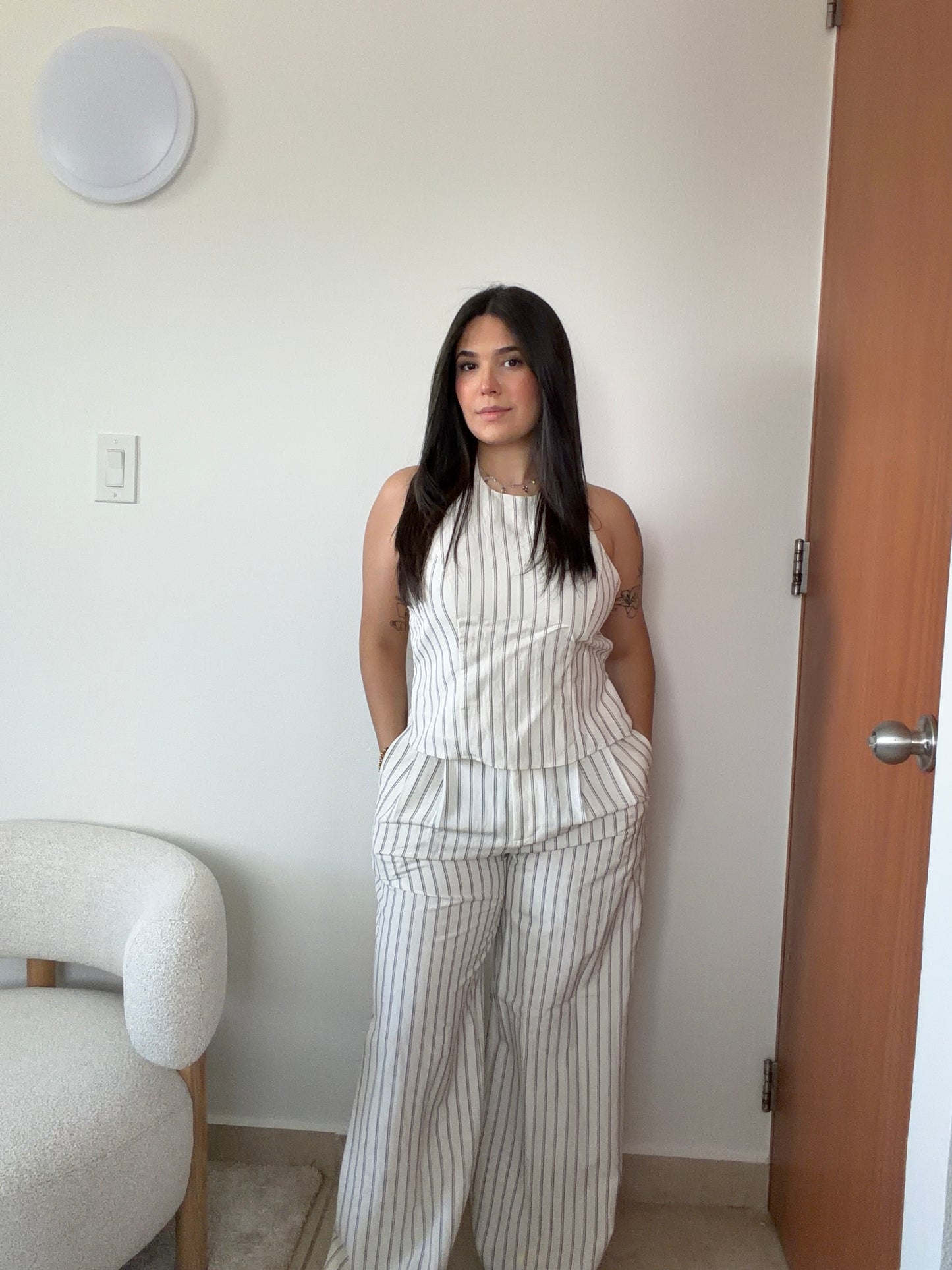 Stripe Halter top and pant set