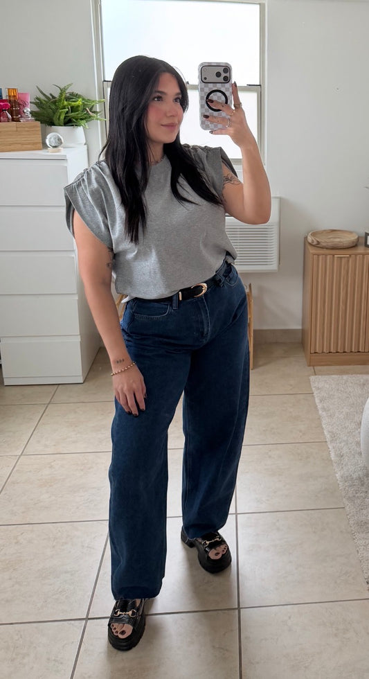 High waisted barrel jeans